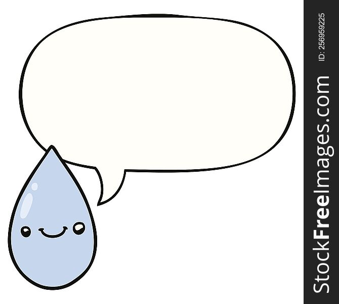 Cartoon Cute Raindrop And Speech Bubble