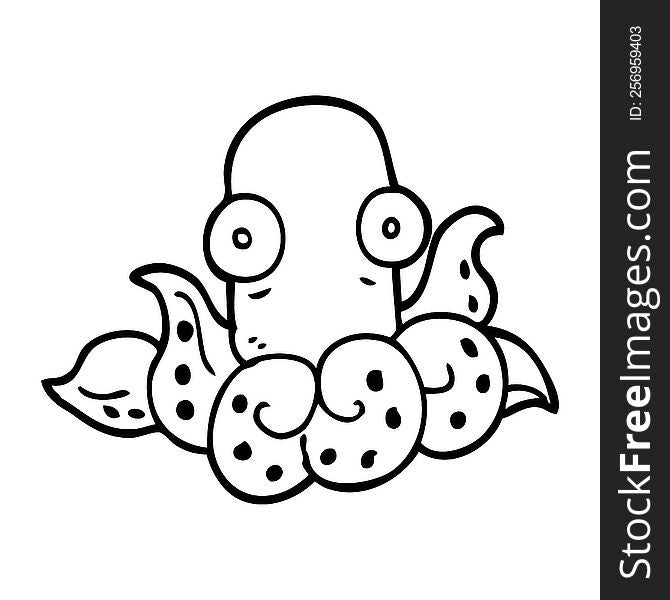 line drawing cartoon funny octopus