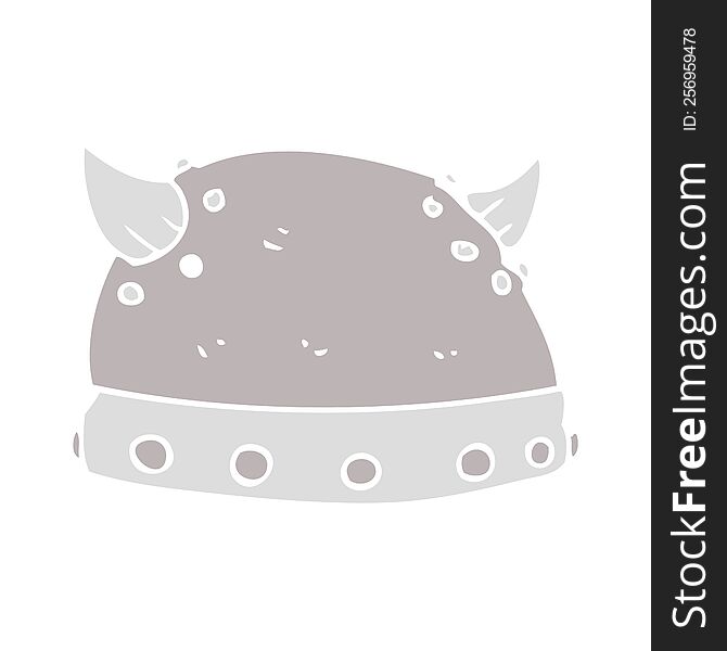 Flat Color Illustration Of A Cartoon Viking Helmet