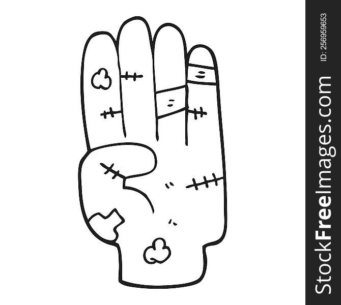 Black And White Cartoon Injured Hand