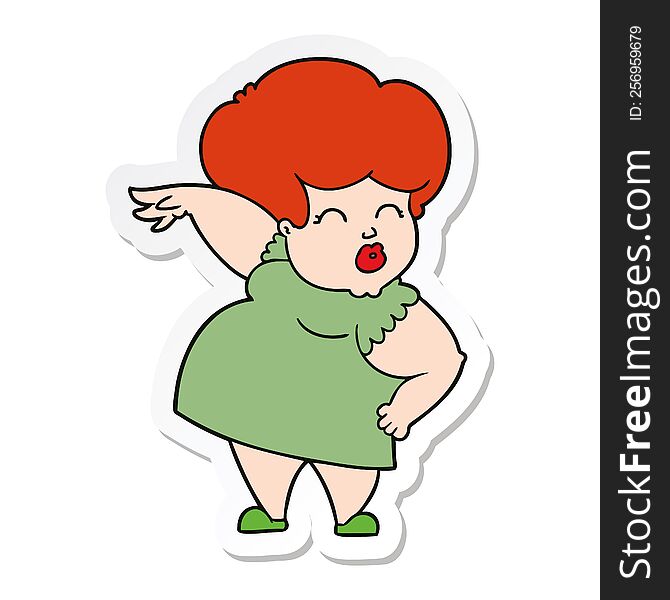sticker of a cartoon woman making hand gesture
