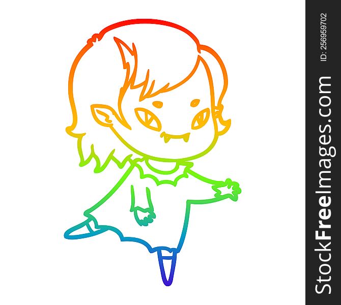 rainbow gradient line drawing cartoon friendly vampire girl