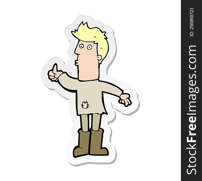 sticker of a cartoon poor man