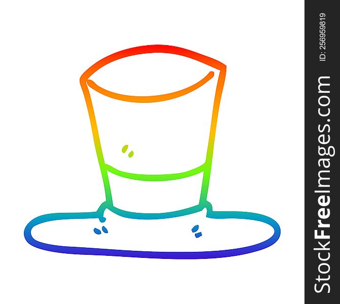 Rainbow Gradient Line Drawing Cartoon Top Hat