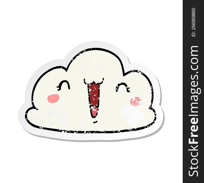 distressed sticker of a cartoon cloud