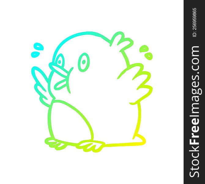 cold gradient line drawing of a over excited robin
