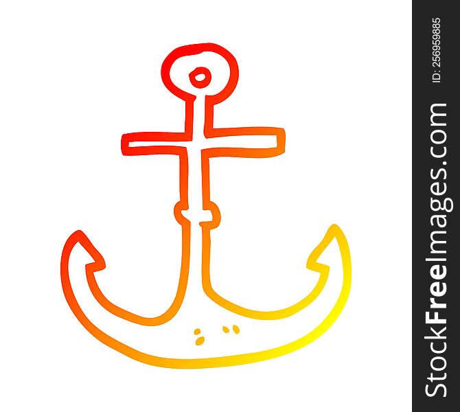 Warm Gradient Line Drawing Cartoon Ship Anchor