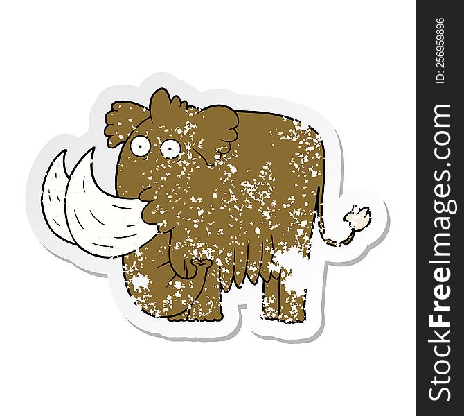 distressed sticker of a cartoon mammoth