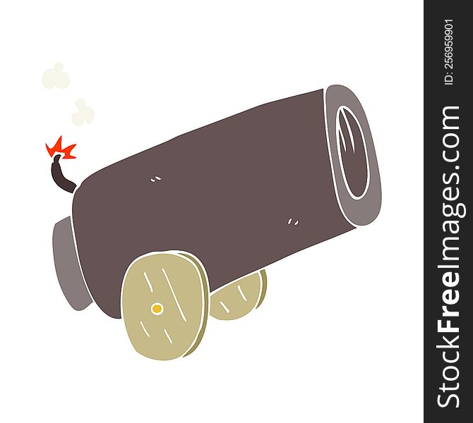 Flat Color Illustration Of A Cartoon Cannon