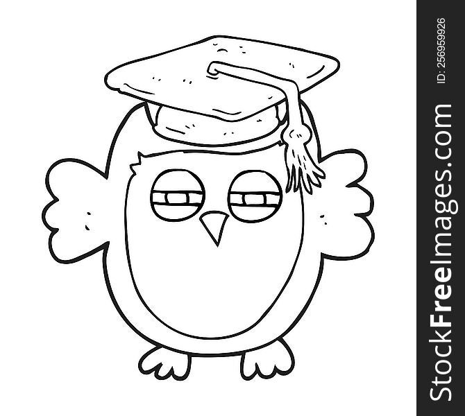Black And White Cartoon Clever Owl