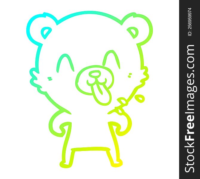 cold gradient line drawing of a rude cartoon bear