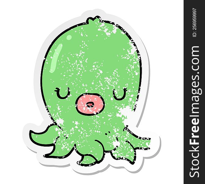 distressed sticker of a cartoon octopus