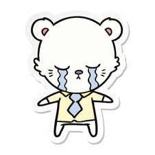 Sticker Of A Crying Cartoon Polarbear Stock Photo