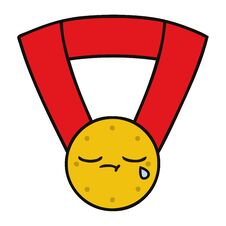 Cute Cartoon Gold Medal Stock Photo
