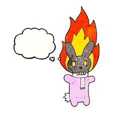Thought Bubble Textured Cartoon Flaming Skull Rabbit Royalty Free Stock Images Thought Bubble Textured Cartoon Flaming Skull Rabbit Royalty Free Stock Images