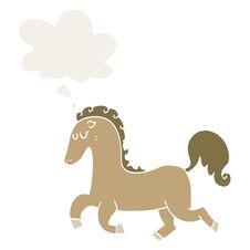 Cartoon Horse Running And Thought Bubble In Retro Style Stock Photo