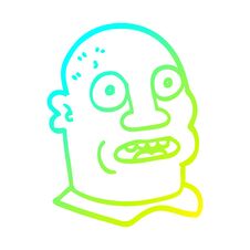 Cold Gradient Line Drawing Cartoon Mans Head Stock Photography