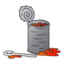 Gradient Cartoon Doodle Of An Opened Can Of Beans Royalty Free Stock Image