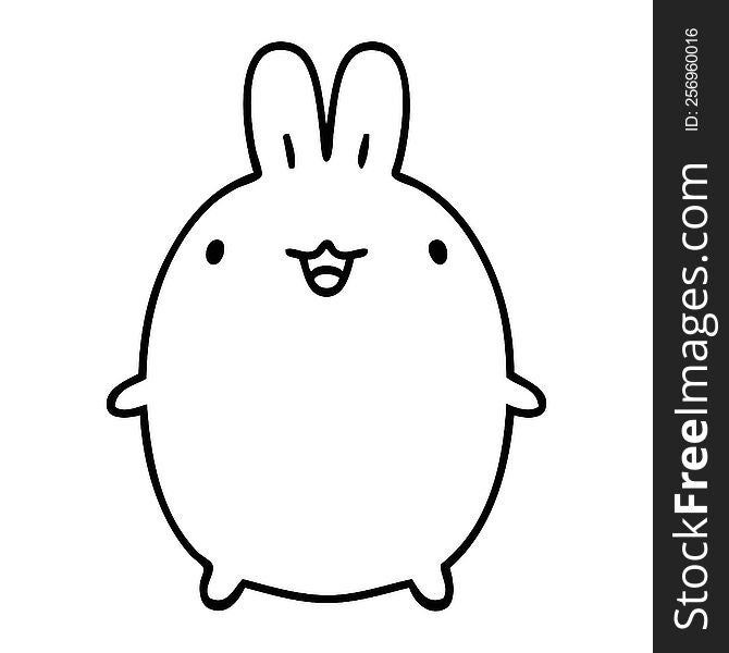 line doodle of a happy rotund bunny rabbit. line doodle of a happy rotund bunny rabbit