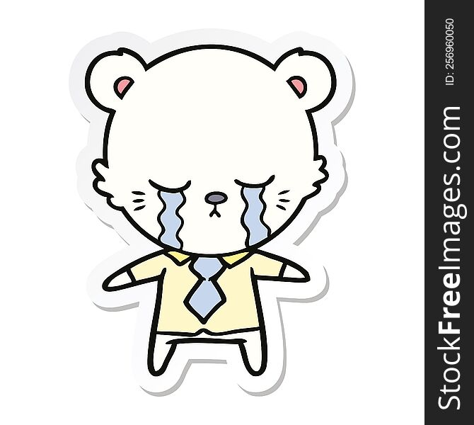 sticker of a crying cartoon polarbear