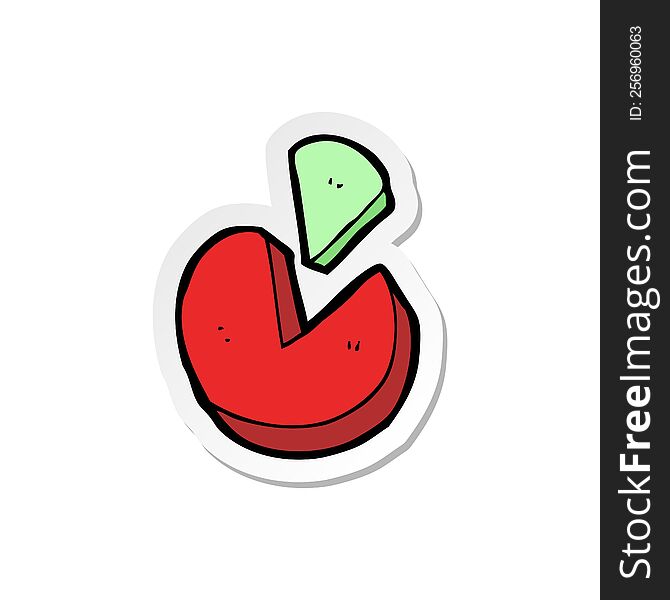 sticker of a doodle cartoon pie chart