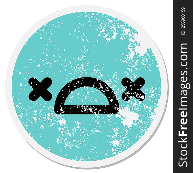 sad dead face circular sticker