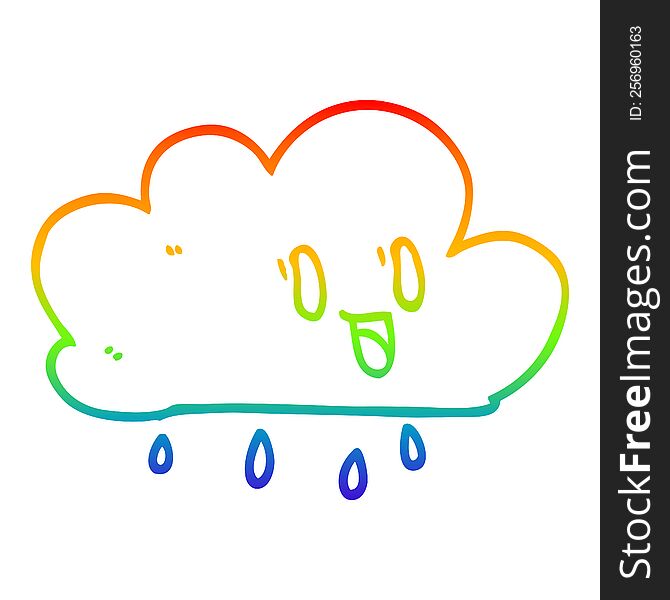 Rainbow Gradient Line Drawing Cartoon Expressive Weather Cloud