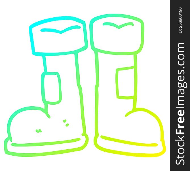 cold gradient line drawing of a cartoon wellington boot