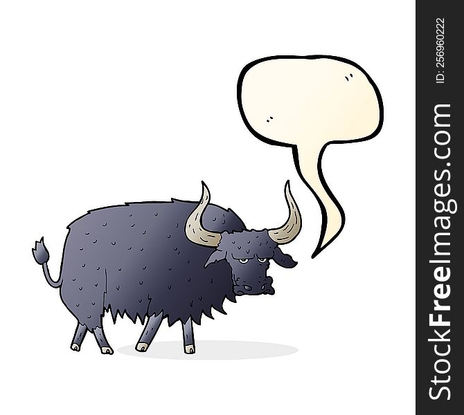 Cartoon Annoyed Hairy Ox With Speech Bubble