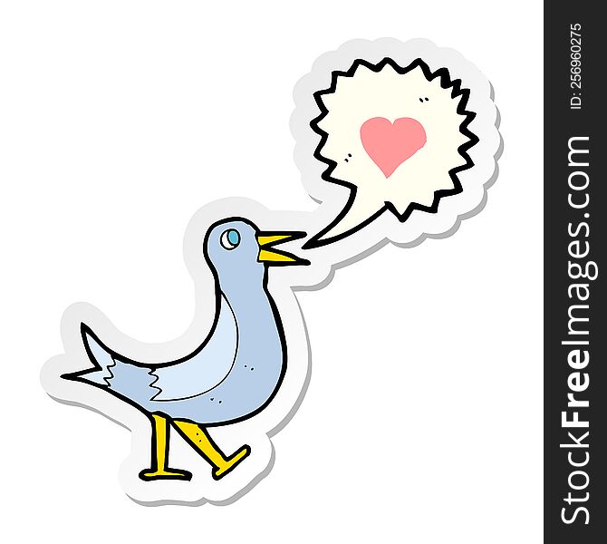 sticker of a cartoon bird singing