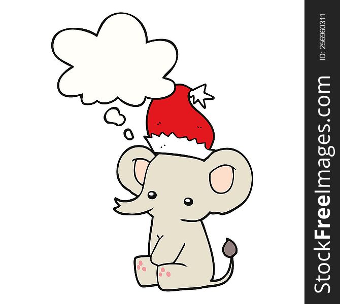 Cute Christmas Elephant And Thought Bubble