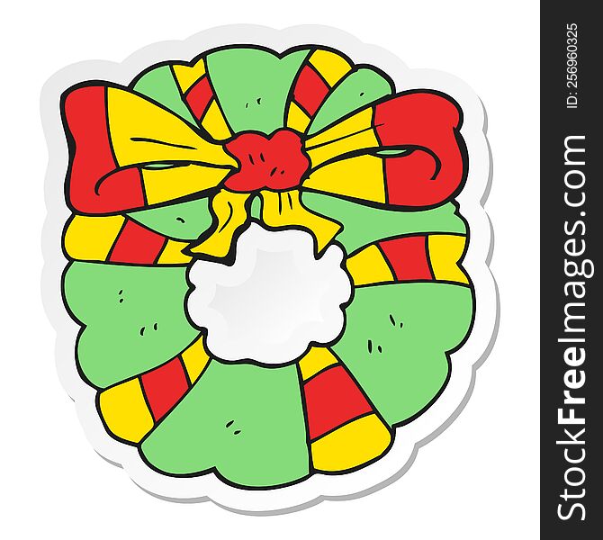 sticker of a cartoon christmas wreath