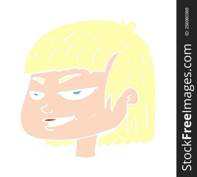 Flat Color Illustration Of A Cartoon Mean Looking Girl