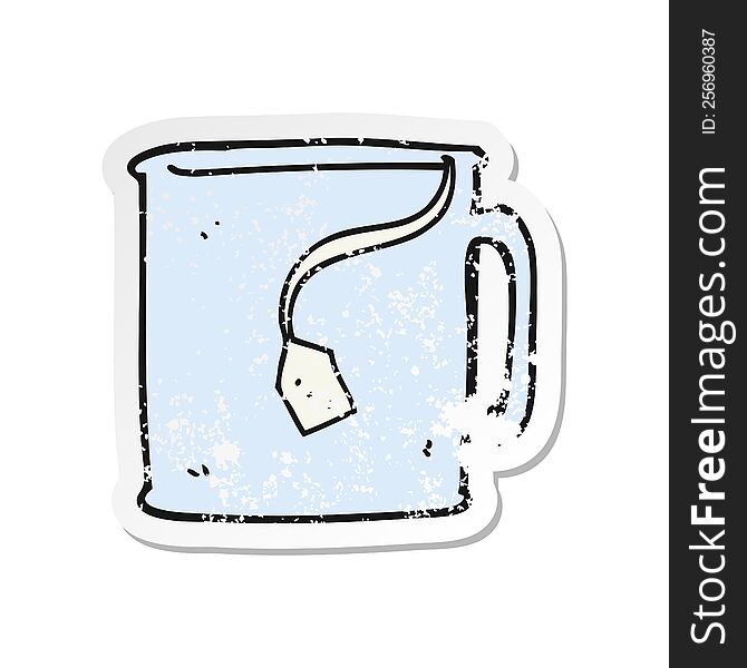 retro distressed sticker of a cartoon mug of tea