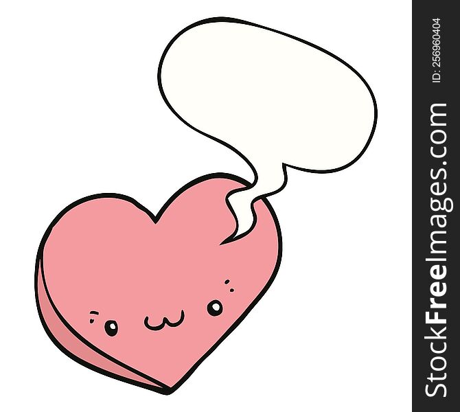 Cartoon Love Heart And Face And Speech Bubble
