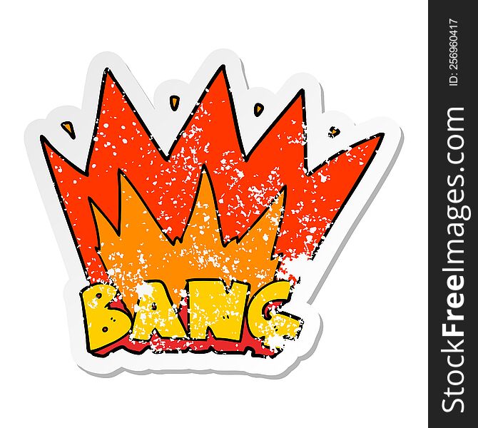 distressed sticker of a cartoon bang sign