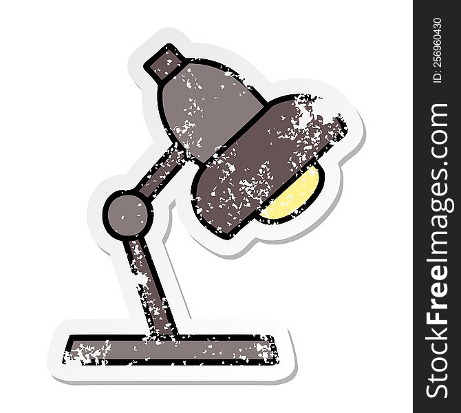 Distressed Sticker Of A Cute Cartoon Table Lamp