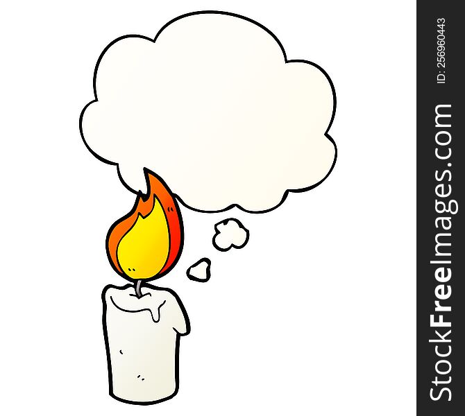 Cartoon Candle And Thought Bubble In Smooth Gradient Style