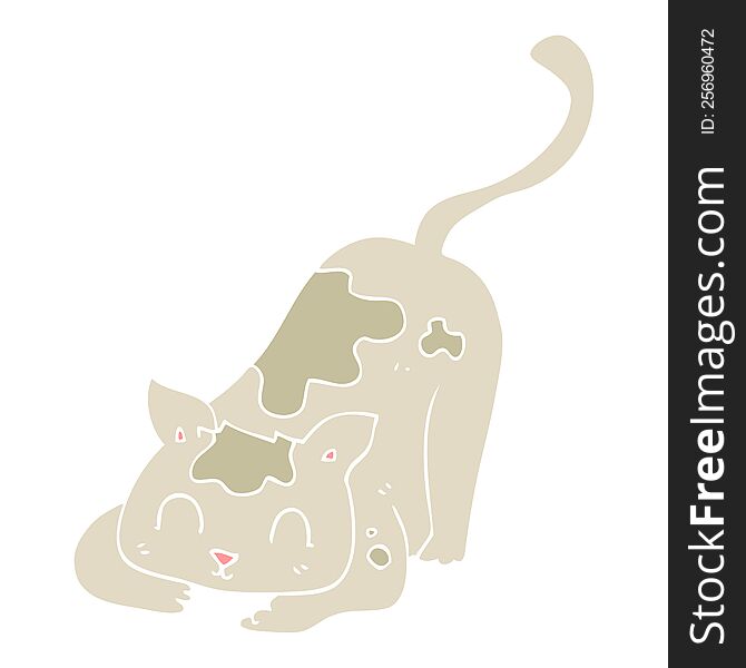 flat color illustration of cat playing. flat color illustration of cat playing