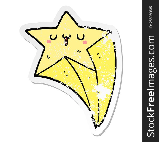 Distressed Sticker Of A Cartoon Shooting Star