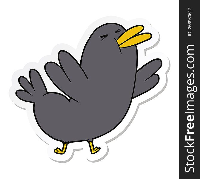 Sticker Of A Cartoon Blackbird