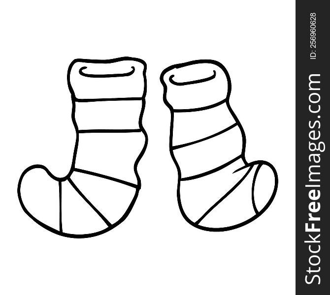 line drawing cartoon striped socks