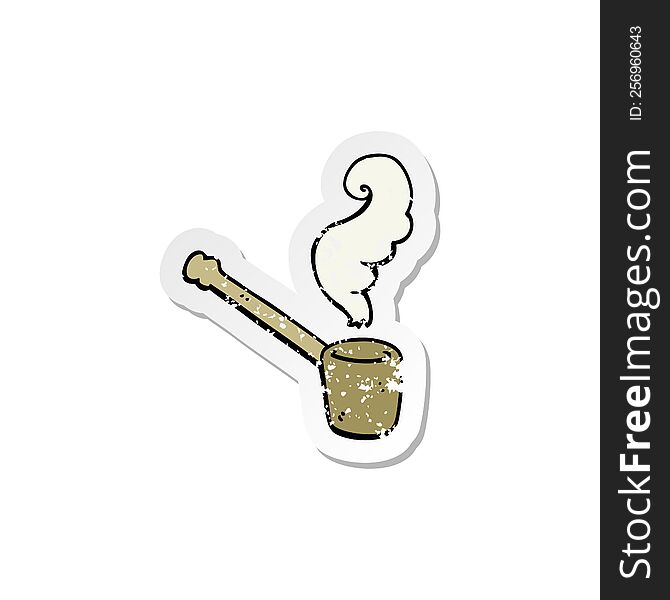 Retro Distressed Sticker Of A Cartoon Pipe Smoking