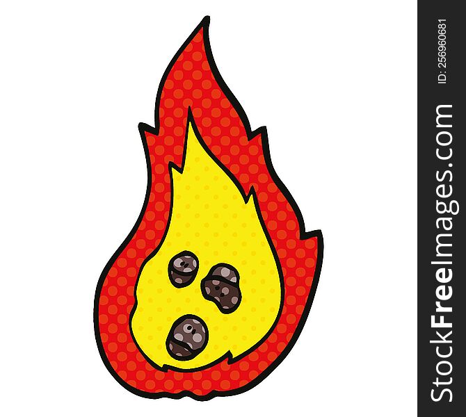 comic book style cartoon burning coals