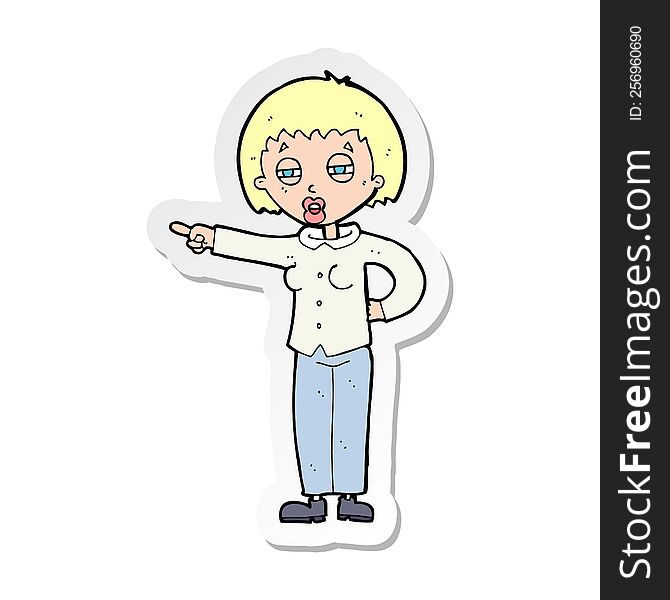 Sticker Of A Cartoon Woman Telling Off