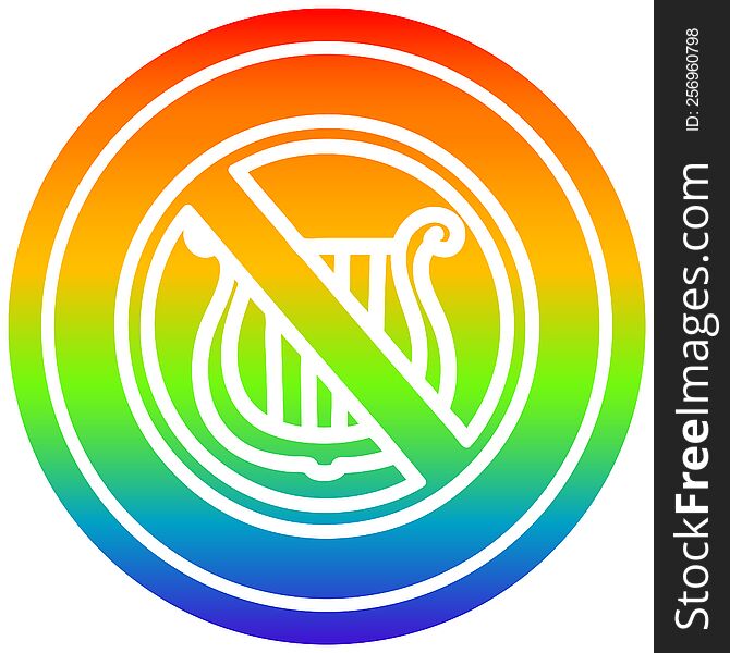 no music circular icon with rainbow gradient finish. no music circular icon with rainbow gradient finish