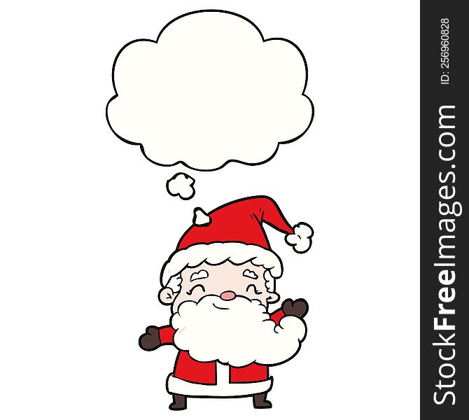 Cartoon Santa Claus And Thought Bubble