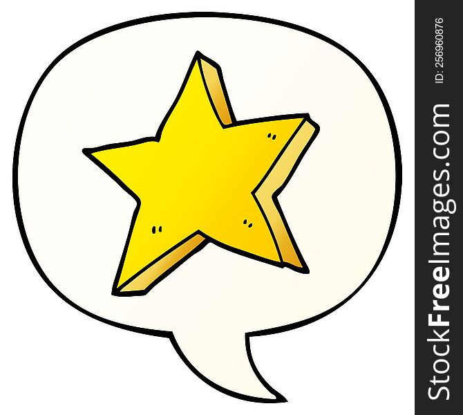 Cartoon Star And Speech Bubble In Smooth Gradient Style