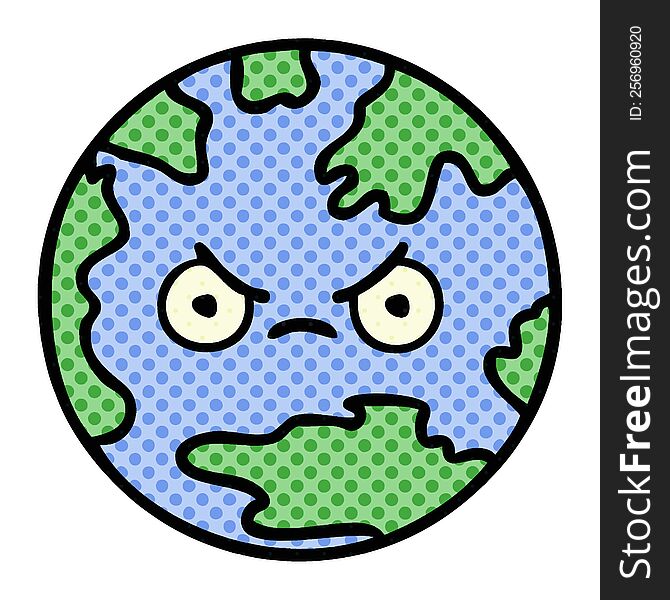 Comic Book Style Cartoon Planet Earth