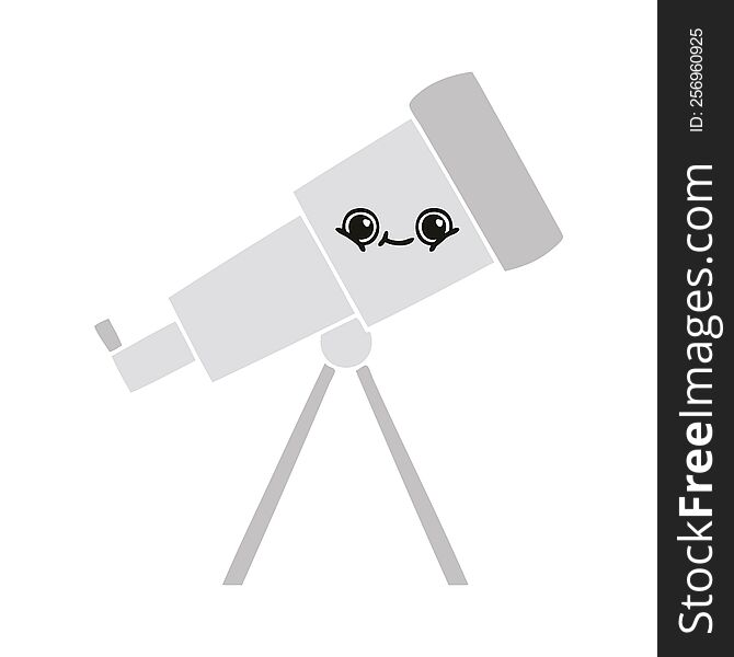 Flat Color Retro Cartoon Telescope
